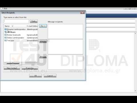 Create a new email message with subject Test
enter the text The first exercise in the main body of the message and send it to Stelios Lambropoulos. The message should include a request for a read receipt.