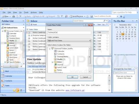Create a subfolder under the name Technical Department in your Inbox and open it. Create a subfolder under the name Technical Department in your Inbox and open it.