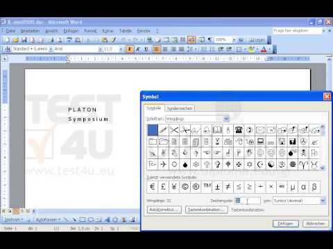 Fügen Sie vor dem Wort PLATON das Symbol der Zwillinge  ein. Sie finden es in der Schriftart Wingdings (Zeichencode 96). 