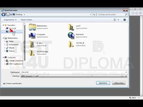 Speichern Sie den auf der Webseite erwähnten Sound Stay im Ordner TEST4U_IE, der sich auf dem Desktop befindet, unter dem vorgeschlagenen Namen. 