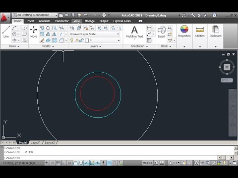 Create a new Named View that will contain only the two colored circles. The name of the View will be Circle View. Apply it to the drawing. Save the drawing.