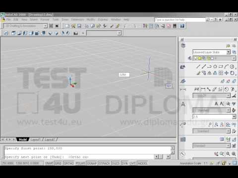 Σε ενα νέο σχέδιο σε τρισδιάστατο πρότυπο (acadiso3D.dwt), ρυθμίστε την μεταβλητή Thickness σε 50 μονάδες και σχεδιάστε μία γραμμή με σημείο αρχής το (250,530) και μήκος 1250 μονάδες δεξιά και παράλληλα με τον άξονα Υ. Στη συνέχεια με την κατάλληλη εντολή, ρυθμίστε την μεταβλητή Elevation σε 500 μονάδες και ταυτόχρονα την μεταβλητή Thickness σε 100 μονάδες και σχέδιαστε μία γραμμή με σημείο αρχής το (250,530) και μήκος 1250 μονάδες προς τα δεξιά και παράλληλα με τον άξονα Υ. Σε ενα νέο σχέδιο σε τρισδιάστατο πρότυπο (acadiso3D.dwt), ρυθμίστε την μεταβλητή Thickness σε 50 μονάδες και σχεδιάστε μία γραμμή με σημείο αρχής το (250,530) και μήκος 1250 μονάδες δεξιά και παράλληλα με τον άξονα Υ. Στη συνέχεια με την κατάλληλη εντολή, ρυθμίστε την μεταβλητή Elevation σε 500 μονάδες και ταυτόχρονα την μεταβλητή Thickness σε 100 μονάδες και σχέδιαστε μία γραμμή με σημείο αρχής το (250,530) και μήκος 1250 μονάδες προς τα δεξιά και παράλληλα με τον άξονα Υ.