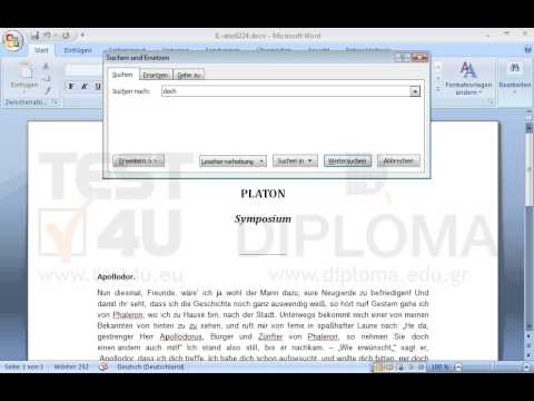 Finden Sie mithilfe des Dialogfensters Suche das zweite Vorkommen des Wortes doch