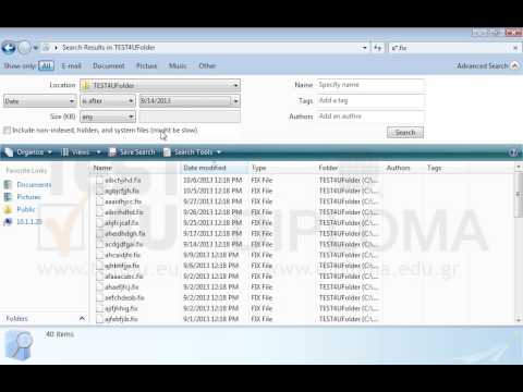 Locate the TEST4UFolder folder on your desktop and search for all FIX type files of at least 10kB, under a filename starting with letter a, that have been modified after 09/14/2013. Do not close the search window.