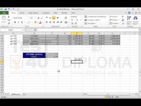 In the cell E116 enter a function that calculates the minimum cost for the cell range E3:E110 and in the cell E117 another function that returns the maximum cost for the same cell range.