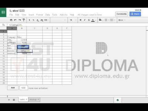 Display the sales of the Della company in the cell Â8 of the vlookup worksheet, with the use of the function vlookup. You will find the sales of the company in the SALES worksheet. Then reproduce the function up to the cell B12.