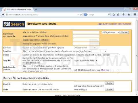 Suchen Sie über die Erweiterte Suche nach den Webseiten, die einen Link zur Webseite www.test4u.gr/index.php enthalten. Bevor Sie auf Absenden drücken, stellen Sie sich sicher, dass die Seite mit den Ergebnissen angezeigt wird. Suchen Sie über die Erweiterte Suche nach den Webseiten, die einen Link zur Webseite www.test4u.gr/index.php enthalten. Bevor Sie auf Absenden drücken, stellen Sie sich sicher, dass die Seite mit den Ergebnissen angezeigt wird.