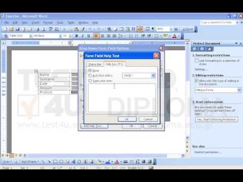 Make sure the TEST4U option is displayed first in the dropdown list. Then, insert the text Choose Product as help text to appear when F1 is pressed. Make sure the TEST4U option is displayed first in the dropdown list. Then, insert the text Choose Product as help text to appear when F1 is pressed.