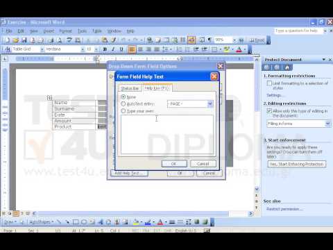 Make sure the TEST4U option is displayed first in the dropdown list. Then, insert the text Choose Product as help text to appear when F1 is pressed.