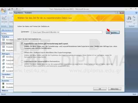 Exportieren Sie die Tabelle Kunden im txt-Format im Ordner IL-ates auf dem Desktop unter dem Namen export.txt. 