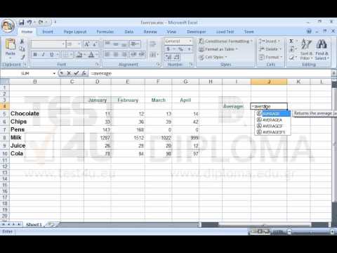 Use the appropriate function in the cell J4 to calculate the average number of items sold in April. Use the appropriate function in the cell J4 to calculate the average number of items sold in April.