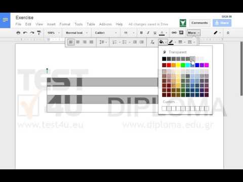 Insert a new table displaying 1 column and 4 rows to the current document. Apply light Gray 1 shading on the first and third cell and Gray on the second and fourth ones. 