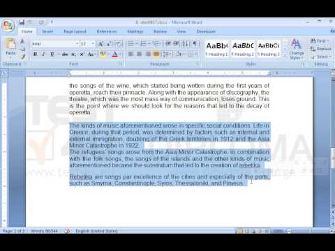 On the second page of the document select the text which begins with The kinds of music... and ends with …. and Piraeus and create a three (3) columns and single (1) row table.