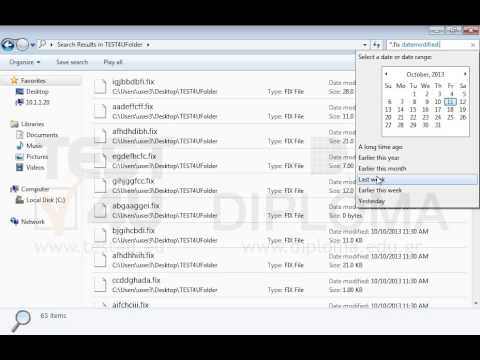 Locate the TEST4UFolder folder on your desktop and search for all FIX type files of maximum 10kB, under a filename starting with letter a, that have been modified during last week. Do not close the search window. Locate the TEST4UFolder folder on your desktop and search for all FIX type files of maximum 10kB, under a filename starting with letter a, that have been modified during last week. Do not close the search window.