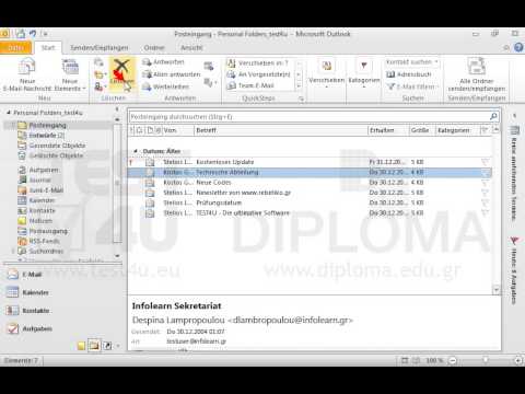 Löschen Sie die Nachricht von Despina Lampropoulou, die sich im Ordner Posteingang befindet. 