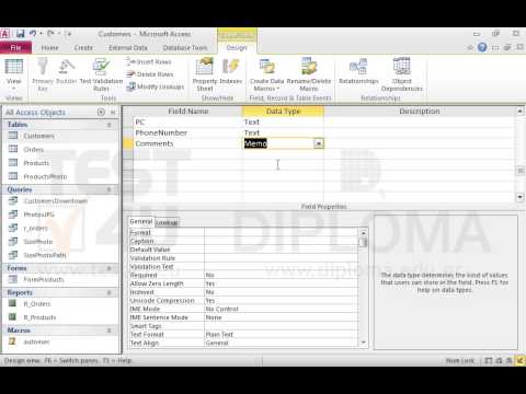Insert one more field named Comments at the end of the Customers table that will allow entering a text of more than 1000 characters in lower case format. Save and close the table. Insert one more field named Comments at the end of the Customers table that will allow entering a text of more than 1000 characters in lower case format. Save and close the table.