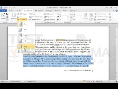 Select the second paragraph and apply three column layout. Insert a line between the columns. Select the second paragraph and apply three column layout. Insert a line between the columns.