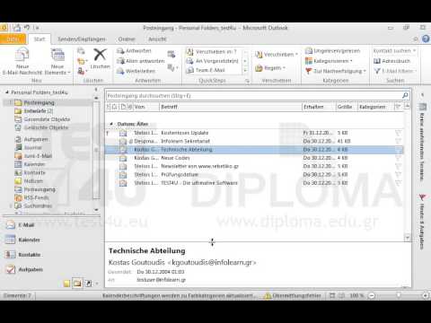 Fügen Sie den Absender mit dem Namen Kostas Goutoudis über die E-Mail mit dem Betreff Technische Abteilung, die sich im Ordner Posteingang befindet, in die Kontaktliste ein. 