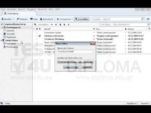 Erstellen Sie einen Unterordner mit dem Namen Technische Abteilung im Ordner Posteingang. Verschieben Sie dann die Nachricht von Kostas Goutoudis mit dem Betreff Neue Codes vom Ordner Posteingang in den Unterordner Technische Abteilung. 