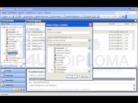 Erstellen Sie einen Unterordner mit dem Namen Technische Abteilung im Ordner Posteingang. Verschieben Sie dann die Nachricht von Kostas Goutoudis mit dem Betreff Neue Codes aus dem Ordner Posteingang in den Unterordner Technische Abteilung. 