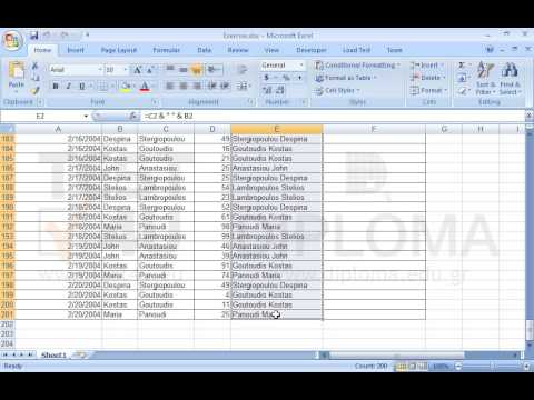 Copy the full names of the clients to the cell range F2:F201 without copying the functions.