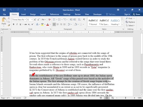 Select the text between From the establishment... and ...presented and apply two columns layout.  Columns should be of equal width and separated by a 0,3" space with a line between them. Then insert a column break just before the phrase All "Greek" songs....