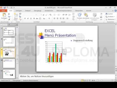 Löschen Sie das Textfeld mit dem Text Diagramm Erstellung aus der Folie EXCEL Menü Präsentation Löschen Sie das Textfeld mit dem Text Diagramm Erstellung aus der Folie EXCEL Menü Präsentation
