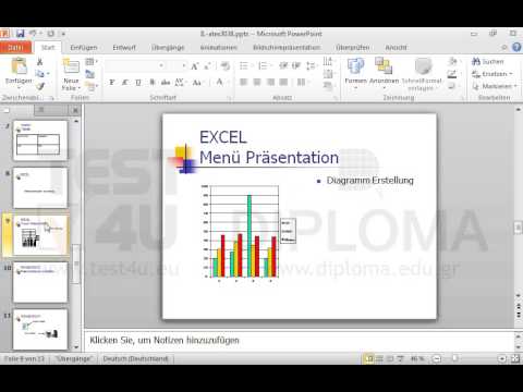 Löschen Sie das Textfeld mit dem Text Diagramm Erstellung aus der Folie EXCEL Menü Präsentation