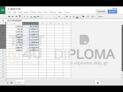 Format the cell range A1:A10 so that numbers are displayed with a thousand separator and 2 decimal places (use the Number category).
Format the cell range B1:B10 so that numbers are displayed without thousand separator and with 4 decimal places (use the Number category).