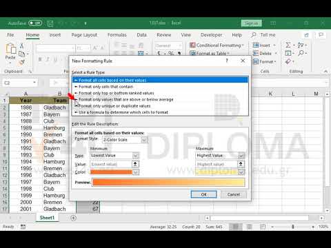 Apply conditional formatting in the cell range C2:C21. Format the teams which have received up to 30 points with red font and the teams which have received 31 or more points with blue font. Apply conditional formatting in the cell range C2:C21. Format the teams which have received up to 30 points with red font and the teams which have received 31 or more points with blue font.