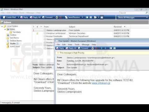 Print the message with subject Free Update located in your Inbox to the default printer. Print the message with subject Free Update located in your Inbox to the default printer.