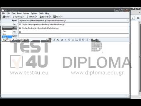 Create a new message with subject Test entering the text The first Exercise in the main body of the message. Then send it to Stelios Lambropoulos with a blind carbon copy to Kostas Goutoudis.