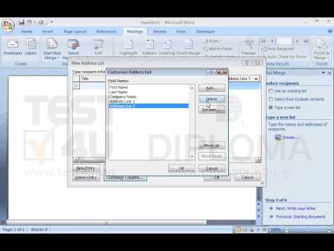 Create a new recipient list with the following fields:
First Name, Last Name
Then enter the following information:
First Name
Last Name
Theodoros
Tzounas
Antonios
Lambropoulos
Nikitas
GoutoudisThen save the recipient list under the name colleagues in IL-ates\Word folder on the desktop.
Create a new recipient list with the following fields:
First Name, Last Name
Then enter the following information:
First Name
Last Name
Theodoros
Tzounas
Antonios
Lambropoulos
Nikitas
GoutoudisThen save the recipient list under the name colleagues in IL-ates\Word folder on the desktop.