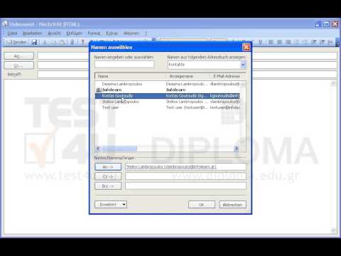 Verfassen und senden Sie eine neue Nachricht an Stelios Lambropoulos und eine Blindkopie (Bcc) an Kostas Goutoudis mit dem Betreff test und dem Text Die erste Übung