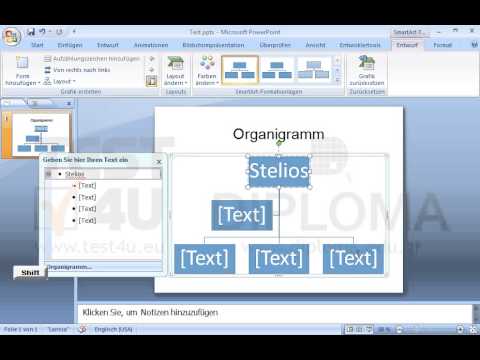 Erstellen Sie ein Organigramm, so dass an der höchsten Stelle der Hierarchie Stelios Lambropoulos erscheint, der 4 Unterstellte (in einer Hierarchie-Ebene) haben soll. Erstellen Sie ein Organigramm, so dass an der höchsten Stelle der Hierarchie Stelios Lambropoulos erscheint, der 4 Unterstellte (in einer Hierarchie-Ebene) haben soll.
