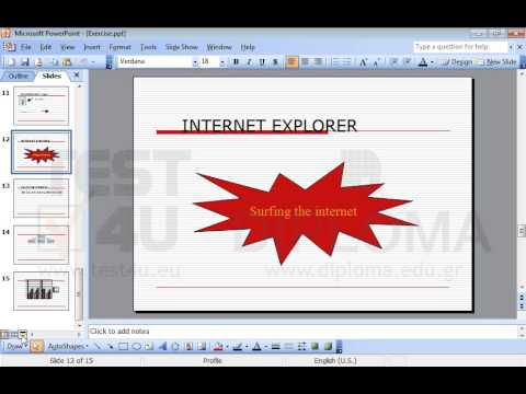Switch to Slide Show Presentation and navigate to the slide titled INTERNET EXPLORER.