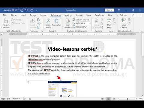 Insert an endnote to display the text the best video-lessons in the end of the title video-lessons cert4u. Use Latin capital numerals for the endnote number format.