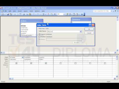 Modify the BigQuantitiesQ query so that when it is executed a new table named BigQuantities is created. The new table will contain all records where the quantity value is higher than or equal to 80. Save and run the query. Modify the BigQuantitiesQ query so that when it is executed a new table named BigQuantities is created. The new table will contain all records where the quantity value is higher than or equal to 80. Save and run the query.