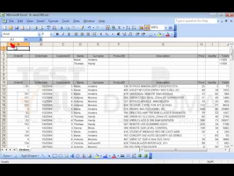 Enter the appropriate data in the cell range Á4:J5 and use the right function in the cell A1, to sum the TotalValue of Maria Anders orders (for total order values higher than 1000) and the sum of Thomas Hardy orders (for total order values less than 1000).