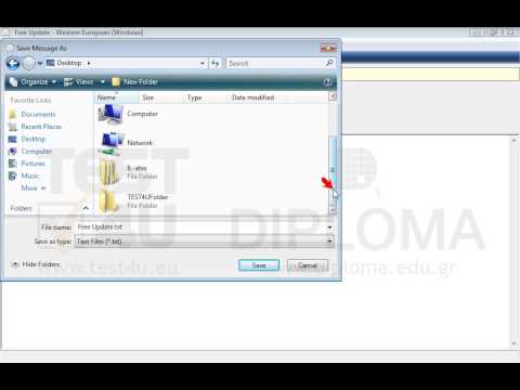 Save the message with subject Free Update located in your Inbox, as text file (*.txt), using the name Free Update to the TEST4UFolder folder on your desktop. Save the message with subject Free Update located in your Inbox, as text file (*.txt), using the name Free Update to the TEST4UFolder folder on your desktop.