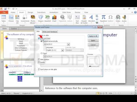 Apply an automatic date to every slide and automatic numbering to the first slide only. Apply an automatic date to every slide and automatic numbering to the first slide only.