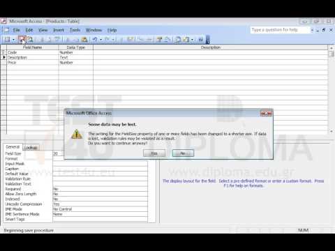Change the size of the Description field in the open table to 20 characters. Save and close the table. Change the size of the Description field in the open table to 20 characters. Save and close the table.