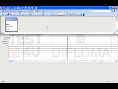 Insert one more field named VAT of Number-Double type in the Products table. Create a new query named update3 which will update all VAT field values to 19. Run the query.