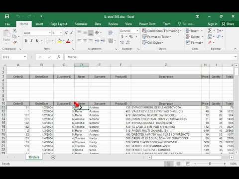 Enter the appropriate data in the cell range Á4:J5 and use the right function in the cell A1, to sum the TotalValue of Maria Anders orders (for total order values higher than 1000) and the sum of Thomas Hardy orders (for total order values less than 1000).