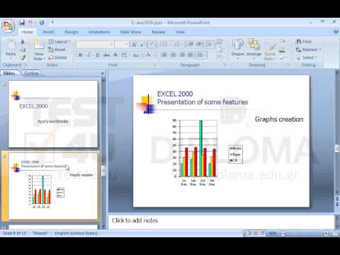 On the slide titled EXCEL 2000 Presentation of some features delete the text box which contains the text Graphs creation. On the slide titled EXCEL 2000 Presentation of some features delete the text box which contains the text Graphs creation.