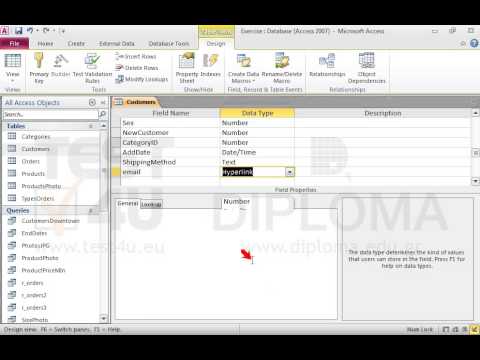 Insert a new field named email as hyperlink in the Customers table. Also apply lowercase format and save the changes. Insert a new field named email as hyperlink in the Customers table. Also apply lowercase format and save the changes.