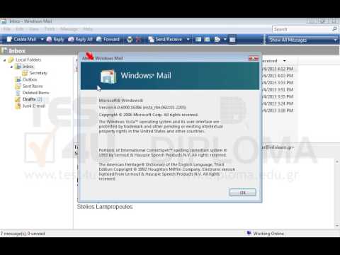 Show information about Windows Mail.