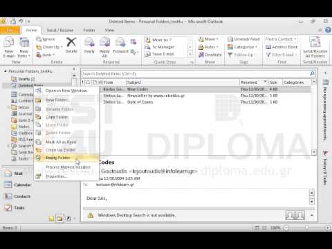 Empty the Deleted Items folder. Empty the Deleted Items folder.