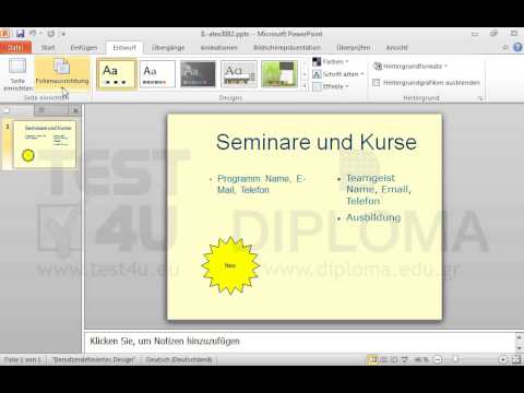 Ändern Sie die Ausrichtung der aktuellen Präsentation auf Hochformat. Ändern Sie die Ausrichtung der aktuellen Präsentation auf Hochformat.