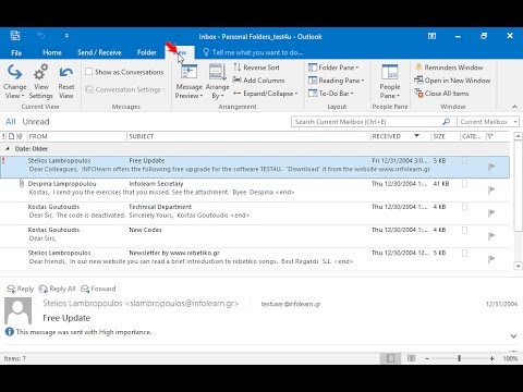 Configure Microsoft Outlook to display the folder pane (not minimized).